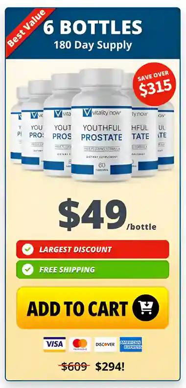 Youthful Prostate 6 bottles pricing